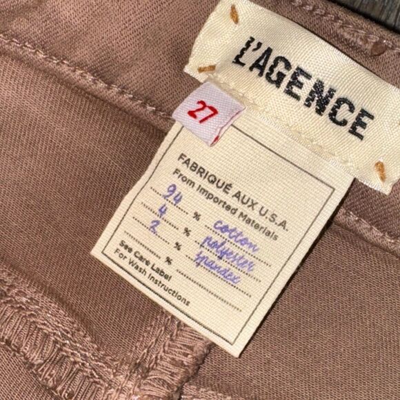 🔥 L'Agence Margot in Pine Bark Bronze Foil Crackle High Rise Skinny pants sz 27 - Picture 7 of 10